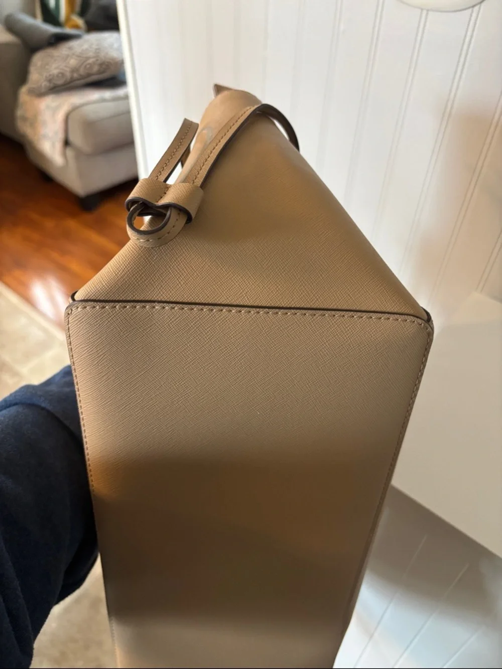 Michael Kors Gilly Camel Leather Tote with Gold MK Charm